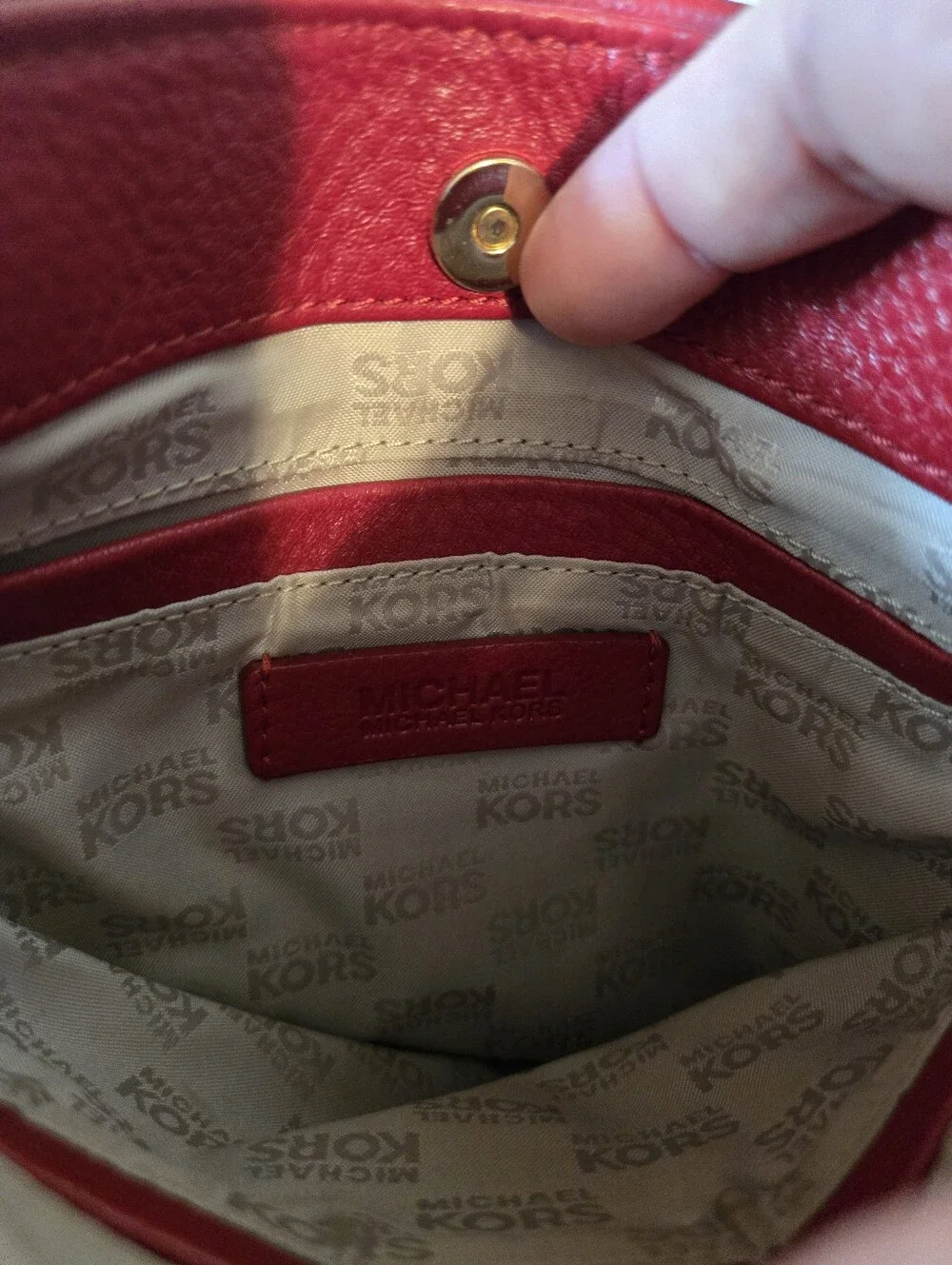 Michael Kors Fulton Red Pebbled Leather Crossbody Bag